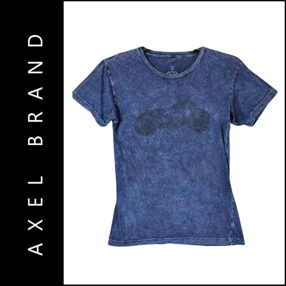 Axel Brand Men Short Sleeve Motorcycle T-Shirt Size Small Blue